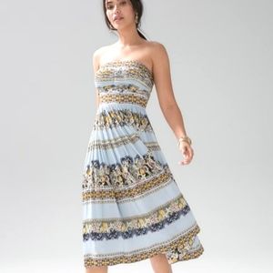 White House Black Market Strapless Dress - Blue and Yellow Floral